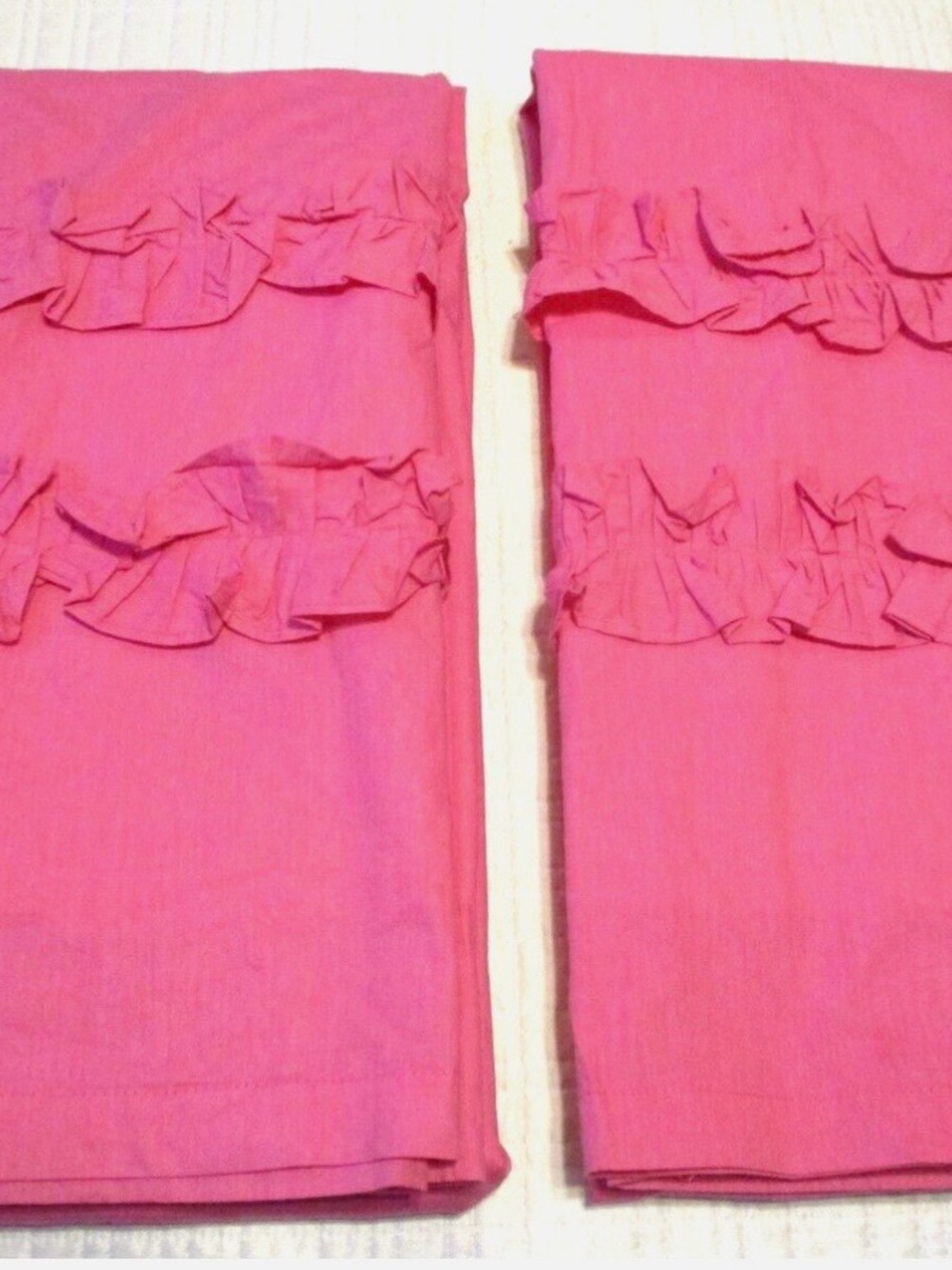 Pink Land of Nod Ruffled curtains  - Set of 2